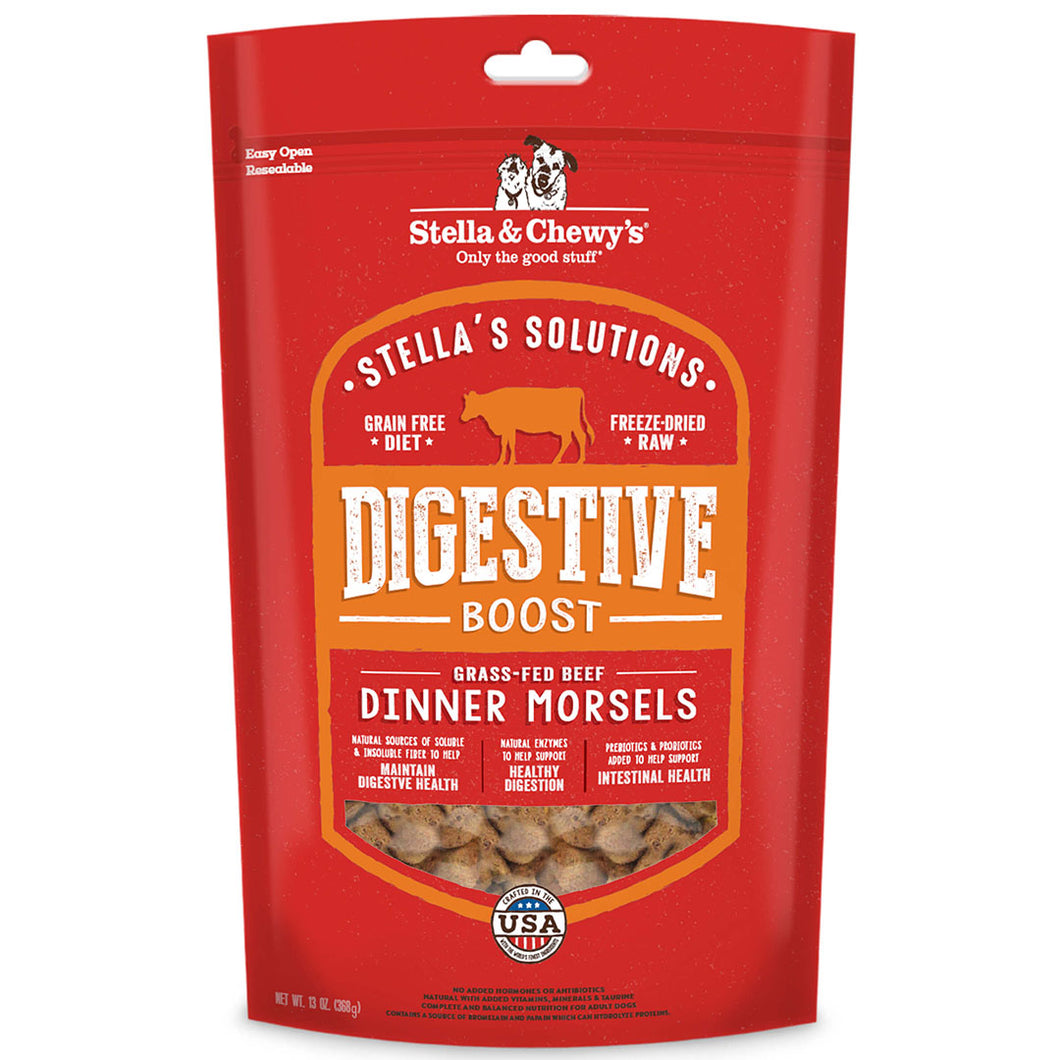 Stella & Chewy's Freeze-Dried Raw Dog Food Dinner Morsels Stella's Solutions Digestive Boost Grass-Fed Beef 13oz Bag