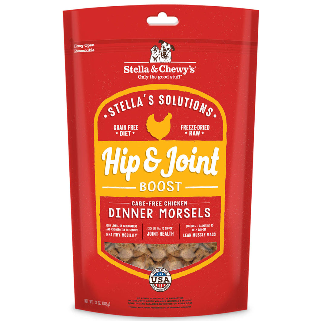 Stella & Chewy's Freeze-Dried Raw Dog Food Dinner Morsels Stella's Solutions Healthy Hip & Joint Boost Cage-Free Chicken 13oz Bag