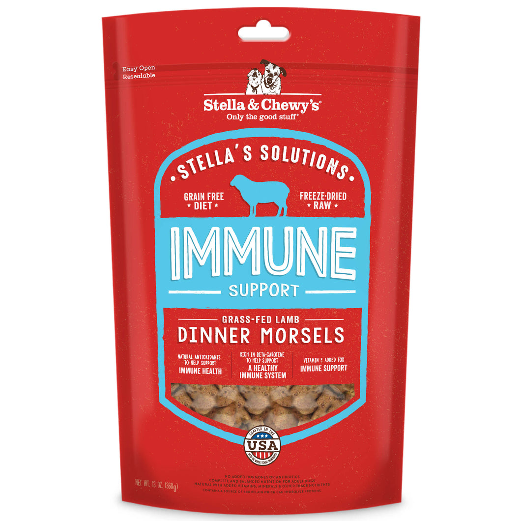 Stella & Chewy's Freeze-Dried Raw Dog Food Dinner Morsels Stella's Solutions Immune Support Grass-Fed Lamb 13oz Bag
