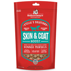 Stella & Chewy's Freeze-Dried Raw Dog Food Dinner Morsels Stella's Solutions Healthy Skin & Coat Boost Grass-Fed Lamb & Wild-Caught Salmon 13oz Bag