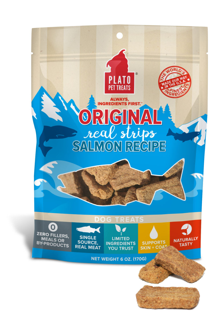 Plato Original Real Strips Salmon 3oz Bag