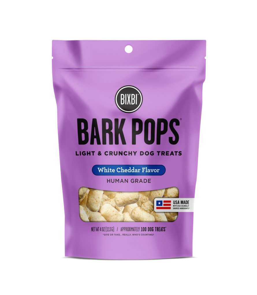 Bixbi Crunchy Dog Treats Bark Pops White Cheddar Flavor 4oz Bag