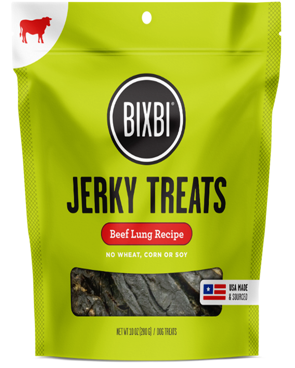 Bixbi Jerky Dog Treats Original Beef Lung 10oz Bag