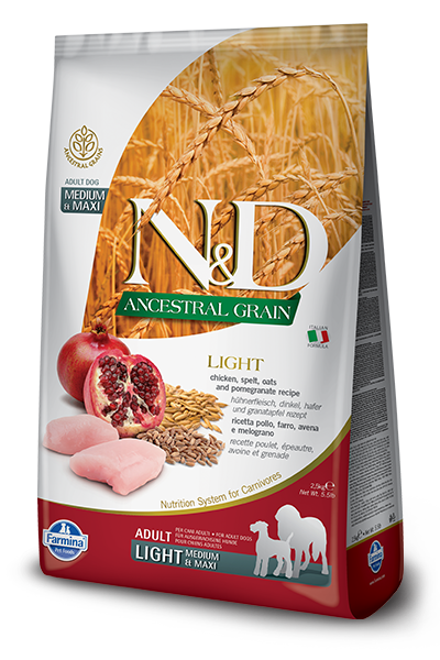 Farmina Ancestral Grain Dry Dog Food N&D Chicken & Pomegranate Light Medium/Maxi