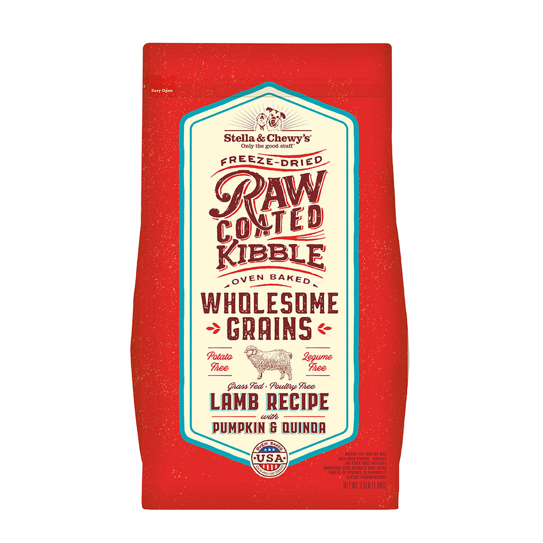 Stella & Chewy's Dry Dog Food Raw Coated Wholesome Grains Grass-Fed Lamb Recipe with Pumpkin & Quinoa