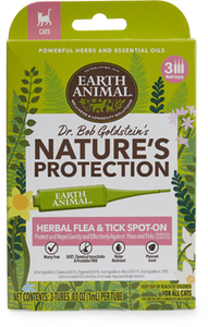 Earth Animal Flea & Tick CAT Herbal Spot On 3pk (.03oz/1ml per tube)