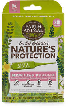 Earth Animal Flea & Tick CAT Herbal Spot On 3pk (.03oz/1ml per tube)