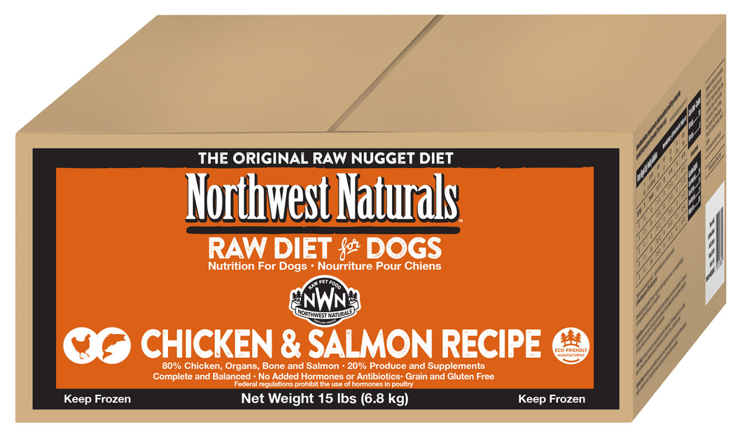 Northwest Naturals Frozen Raw Nuggets - Chicken & Salmon - 15lb Box