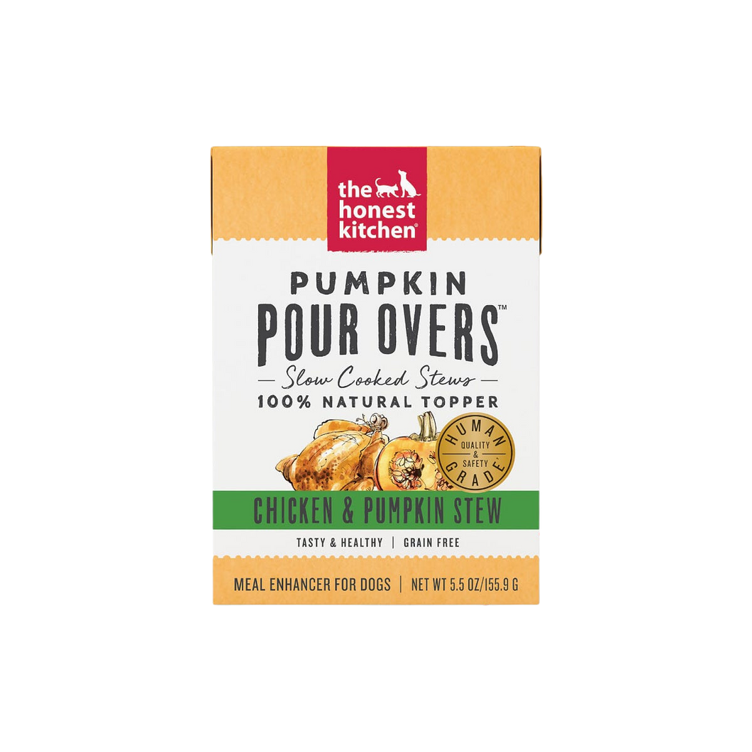 The Honest Kitchen Wet Dog Food Toppers Pumpkin Pour Overs Chicken & Pumpkin Stew 5.5oz Tetra Pack