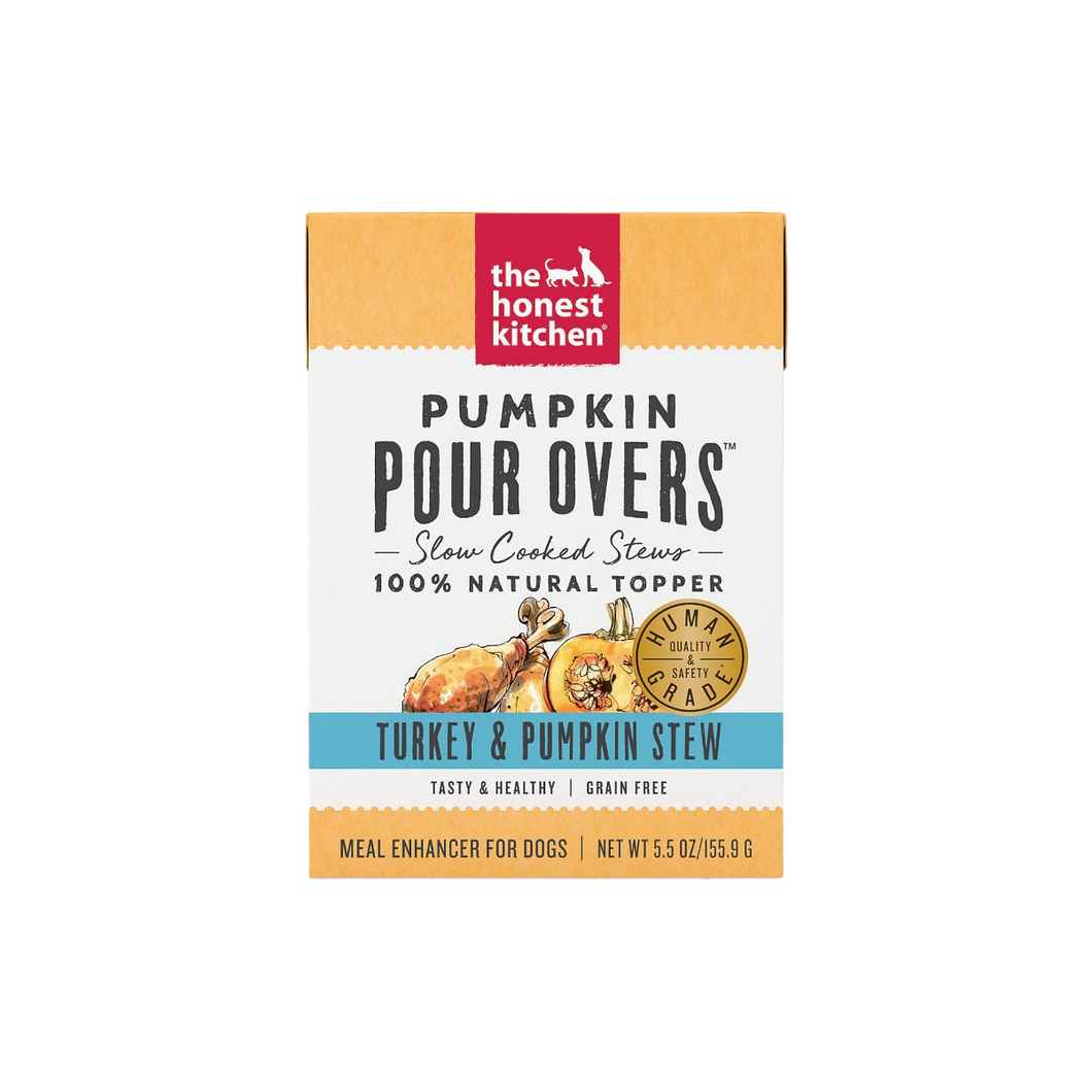 The Honest Kitchen Wet Dog Food Toppers Pumpkin Pour Overs Turkey & Pumpkin Stew 5.5oz Tetra Pack