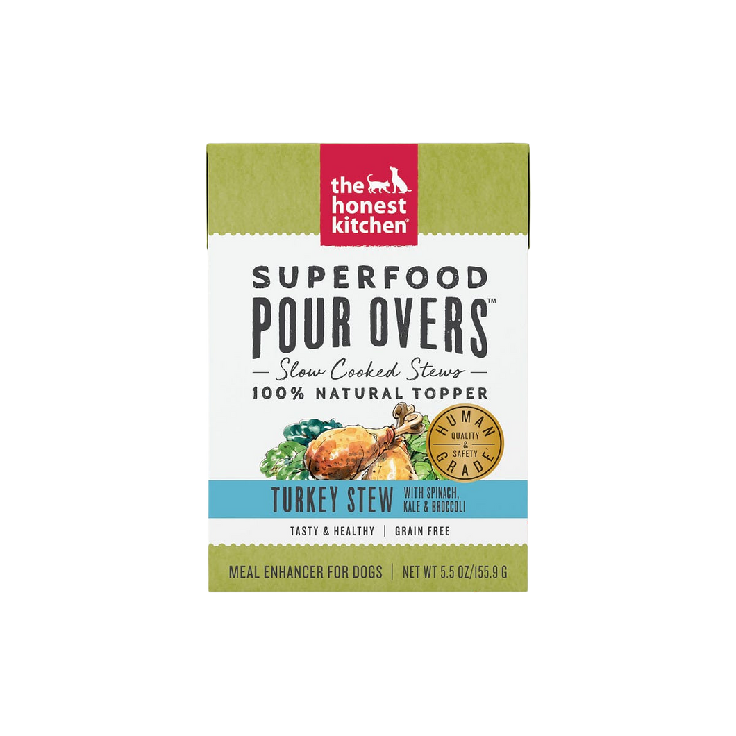 The Honest Kitchen Wet Dog Food Toppers Superfood Pour Overs Turkey Stew 5.5oz Tetra Pack