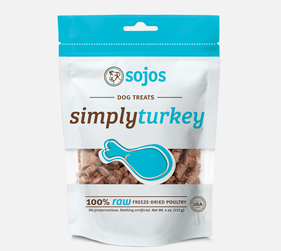 Sojos Simply Turkey Freeze Dried Dog Treats - 4oz Bag