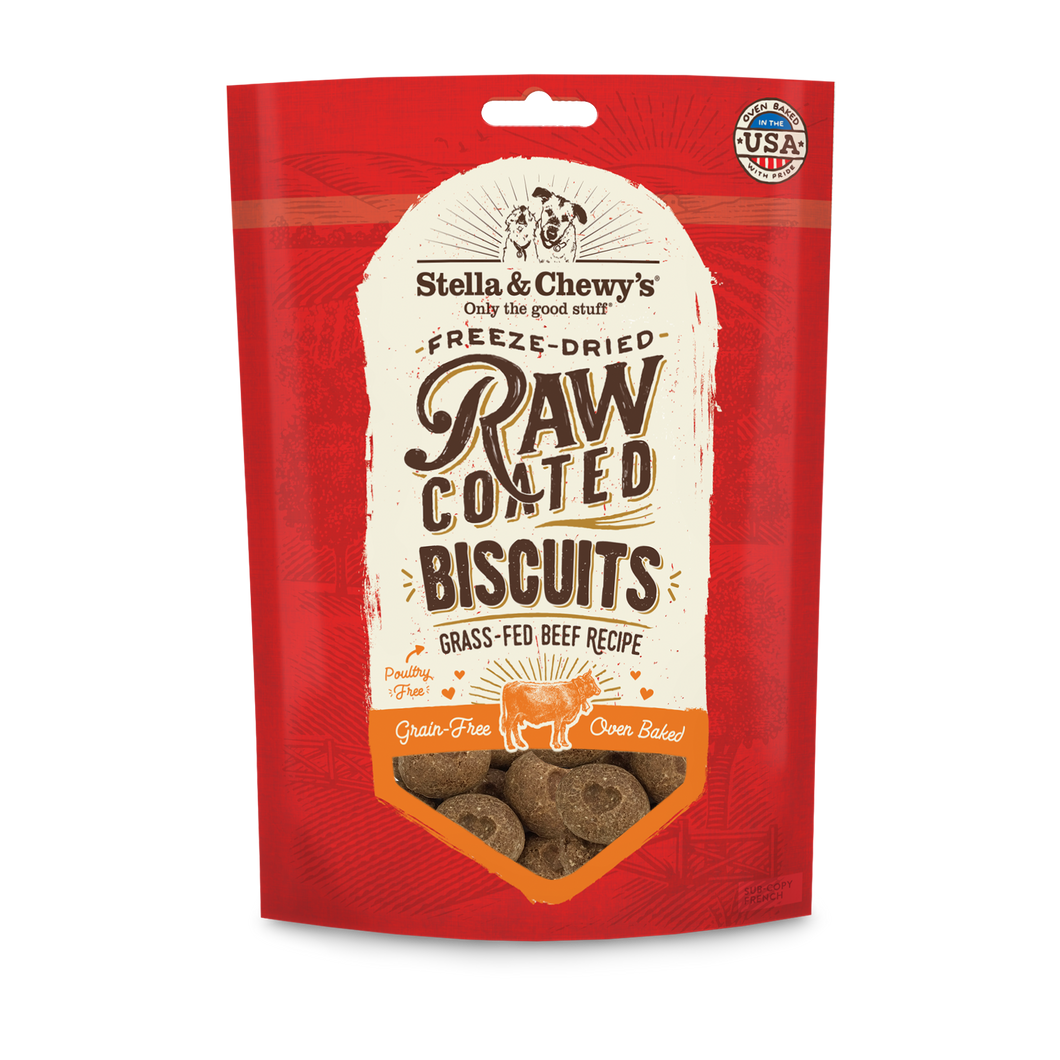 Stella & Chewy's Raw Coated Dog Biscuits Grass-Fed Beef 9oz Bag