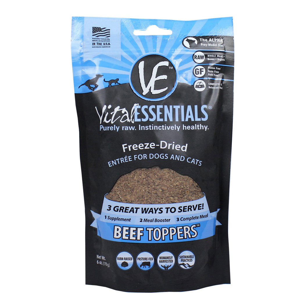 Vital Essentials Freeze-Dried Grain Free Meal Boost Topper - Beef 6oz Bag *Special Order Only*