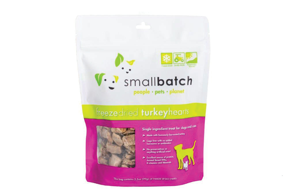 SmallBatch Freeze-Dried Hearts Treats Turkey 3.5oz Bag