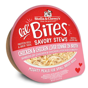 Stella & Chewy's Wet Dog Food Lil' Bites Savory Stew Chicken & Chicken Liver Dinner in Broth 2.7oz Cup Single