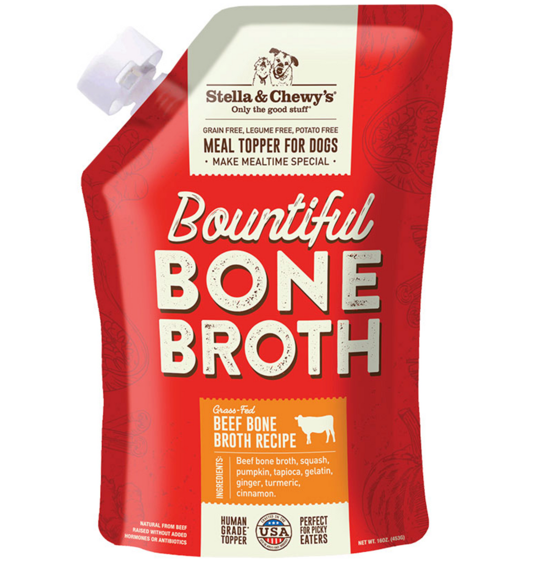 Stella & Chewy's Dog Food Topper Bountiful Bone Broth Grass-Fed Beef Recipe 16oz Pouch