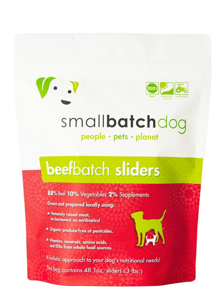 SmallBatch Frozen Raw Dog Food - Beef Sliders 3lb Bag - 48 1oz sliders