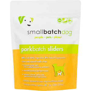 SmallBatch Frozen Raw Dog Food - Pork Sliders 3lb Bag - 48 1oz sliders