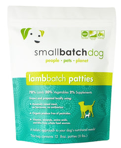 SmallBatch Frozen Raw Dog Food - Lamb Patties 6lb Bag - 12 8oz sliders