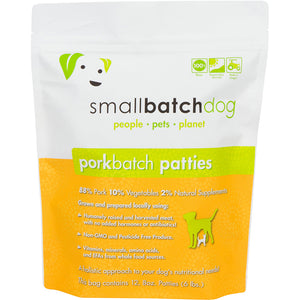 SmallBatch Frozen Raw Dog Food - Pork Patties 6lb Bag - 12 8oz sliders