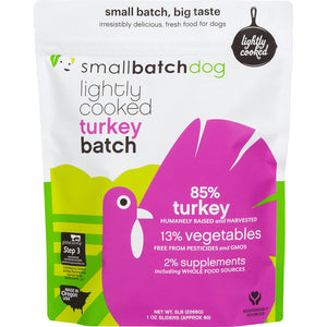 SmallBatch Frozen Lightly Cooked Dog Food - Turkey Sliders 5lb Bag - 80 1oz sliders
