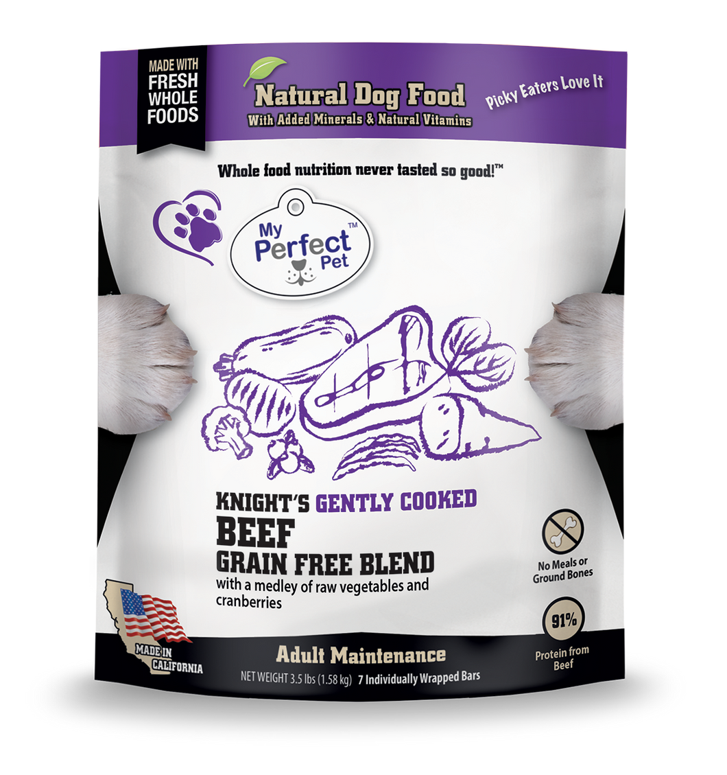 My Perfect Pet Frozen Gently Cooked Knight's Beef Grain Free Blend for Adults 3.5lb Bag - 7 individually wrapped bars