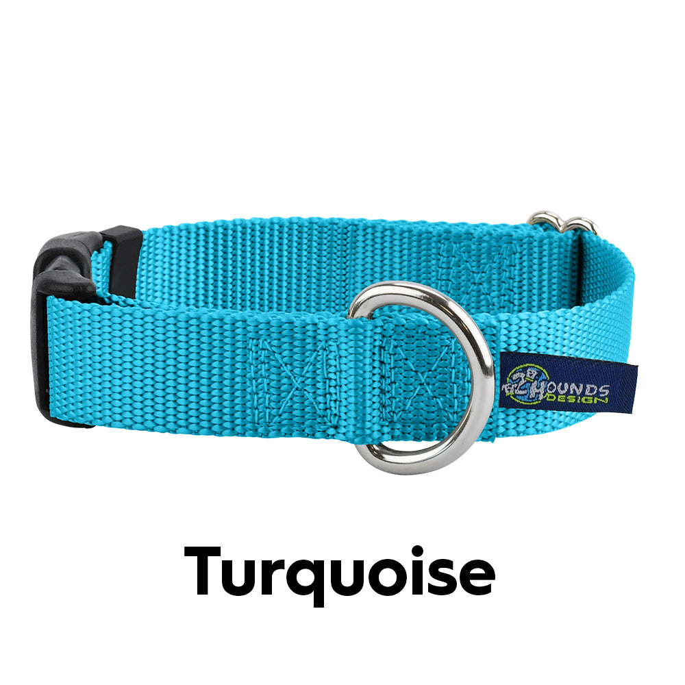 2 Hounds Design 5/8” Wide Solid Colored Side Release Collar - Turqoise -
