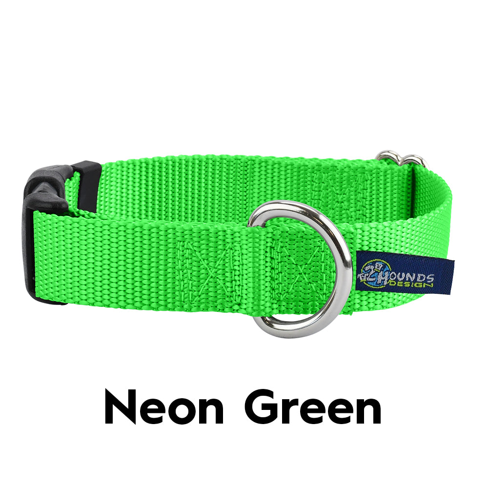 2 Hounds Design 5/8” Wide Solid Colored Side Release Collar - Neon Green -