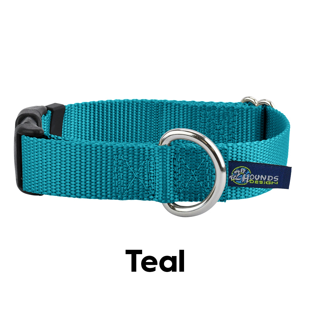 2 Hounds Design 5/8” Wide Solid Colored Side Release Collar - Teal -