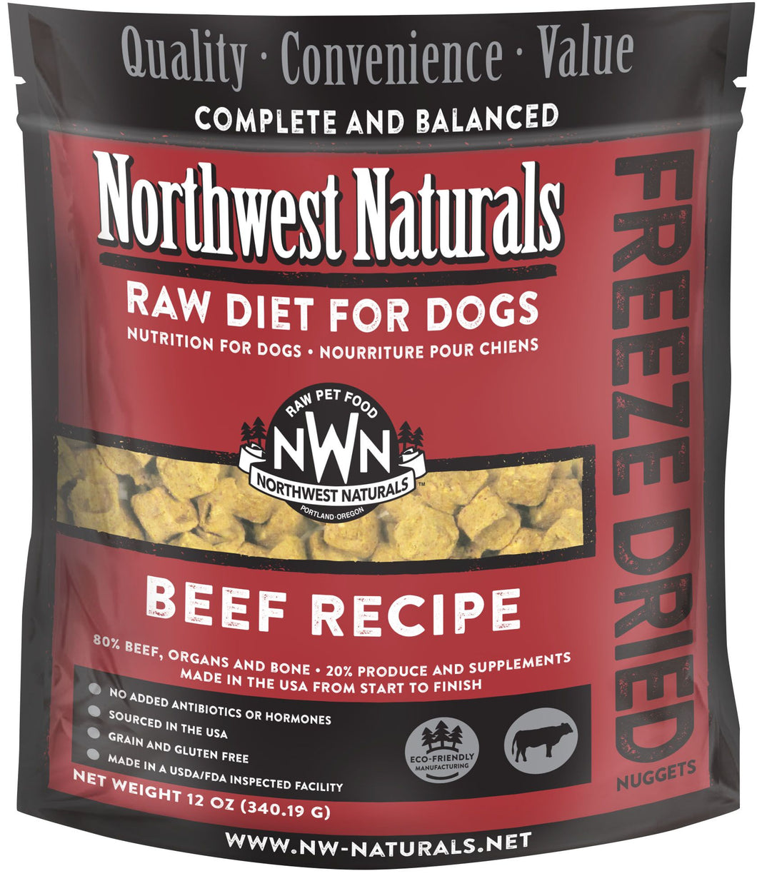 Northwest Naturals Freeze-Dried Dog Food - Beef Recipe - 12oz Bag