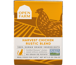 Open Farm Wet Cat Food Rustic Blend Harvest Chicken 5.5oz Tetra Pack Single