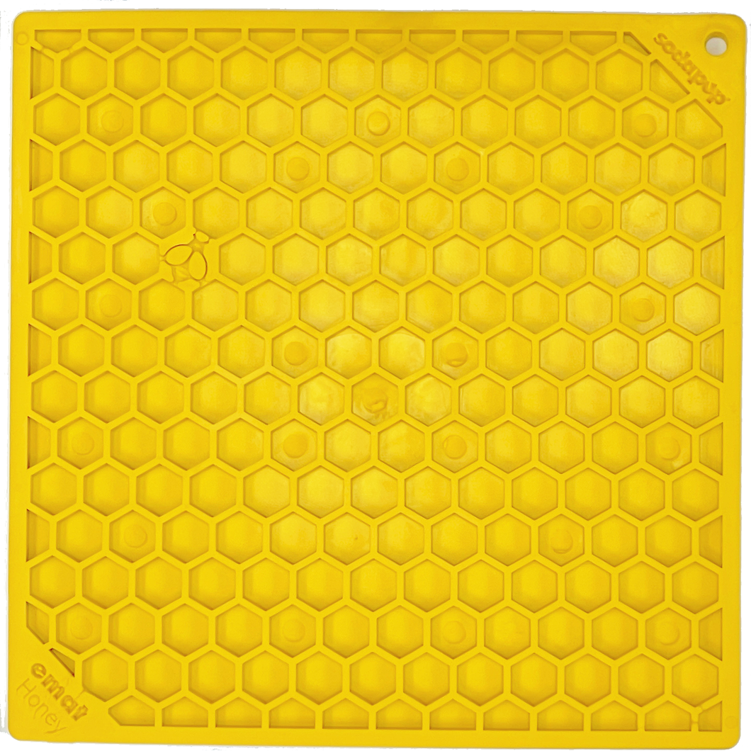 SodaPup Yellow Honeycomb Design Emat Enrichment Licking Mat - Large