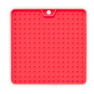 Messy Cats Silicone Reversible Interactive Feeding and Licking Mat, 5.5" x 5.5" - Watermelon