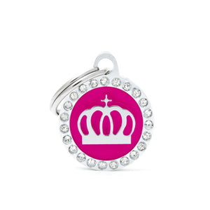 My Family USA Pet Tag - Circles Apoxie & Strass "Glam" - Pink Glam Crown