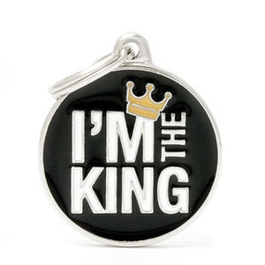 My Family USA Pet Tag - Circles Apoxie "Charms" - I'm The King - Large