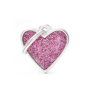 My Family USA Pet Tag - Glitter Apoxie Shapes "Shine" - Heart Glitter Pink - Small