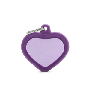 My Family USA Pet Tag - Silencer Integrated "Hushtag" - Purple Heart Aluminum Purple Rubber - Large
