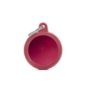 My Family USA Pet Tag - Silencer Integrated "Hushtag" - Red Circle Aluminum Red Rubber - Large