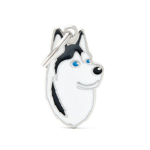 My Family USA Pet Tag - Dog Breeds - Husky - Black And White
