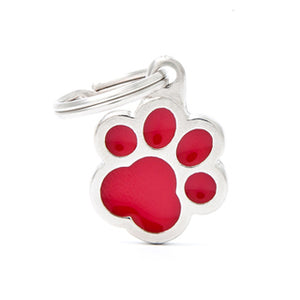 My Family USA Pet Tag - Apoxie Pawprint - Red - Small