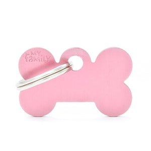 My Family USA Pet Tag - Basic Aluminum - Bone Pink - Small