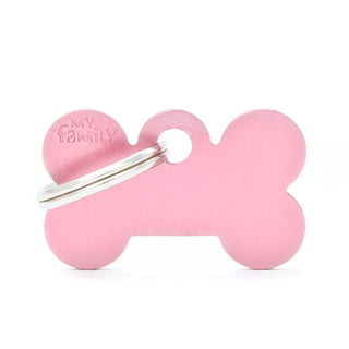 My Family USA Pet Tag - Basic Aluminum - Bone Pink - Small