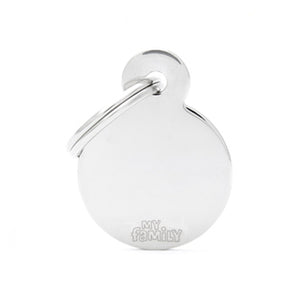 My Family USA Pet Tag - Basic Chrome - Circle Chromed Brass - Small