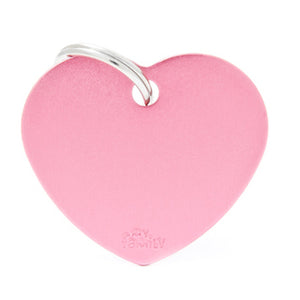 My Family USA Pet Tag - Basic Aluminum - Heart Pink - Large