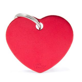 My Family USA Pet Tag - Basic Aluminum - Heart Red - Large