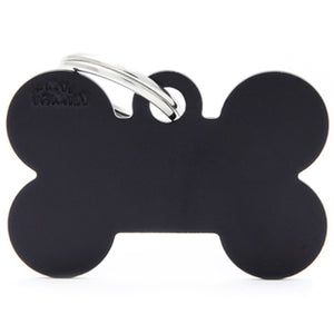 My Family USA Pet Tag - Basic Aluminum - Bone Black - Large