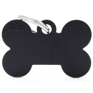 My Family USA Pet Tag - Basic Aluminum - Bone Black - Large