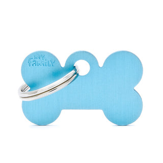 My Family USA Pet Tag - Basic Aluminum - Bone Light Blue - Small