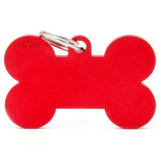 My Family USA Pet Tag - Basic Aluminum - Bone Red - XL